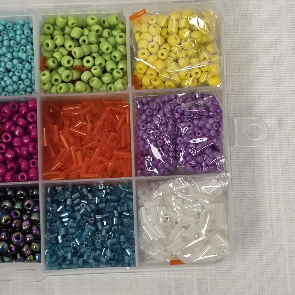 Mixed Color Jewelry Making Bead Assortment in Organizer Case Glass Plastic Craft